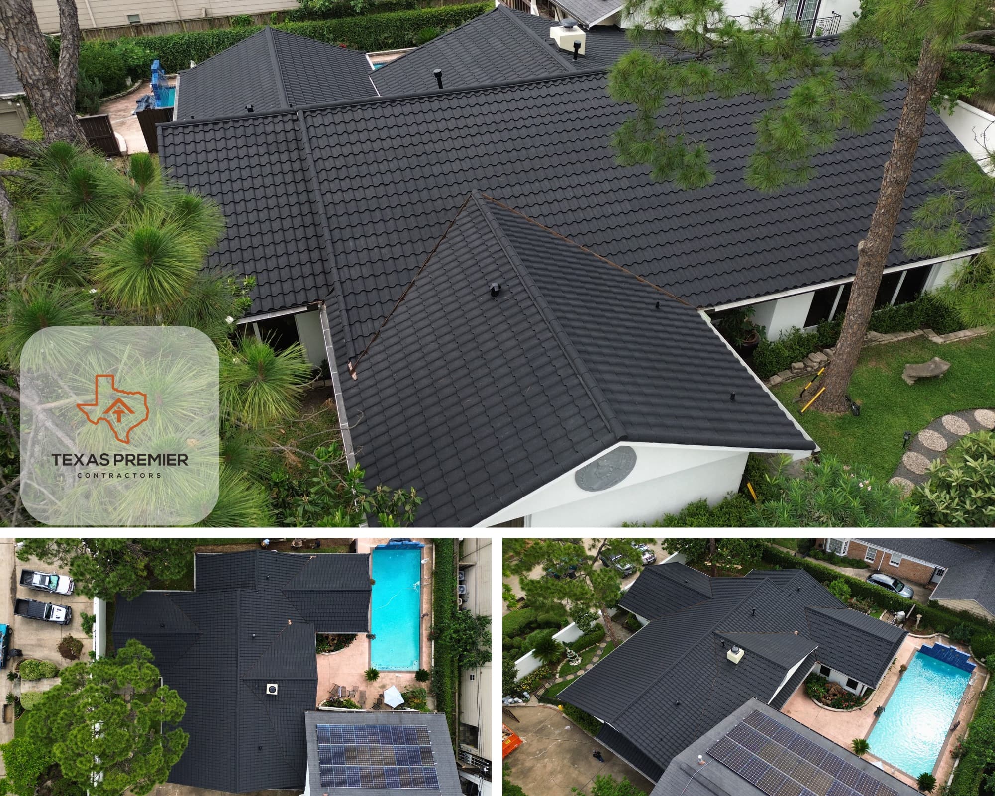 Sugar Land estate with a DECRA stone-coated steel custom tile roof by Texas Premier Contractors